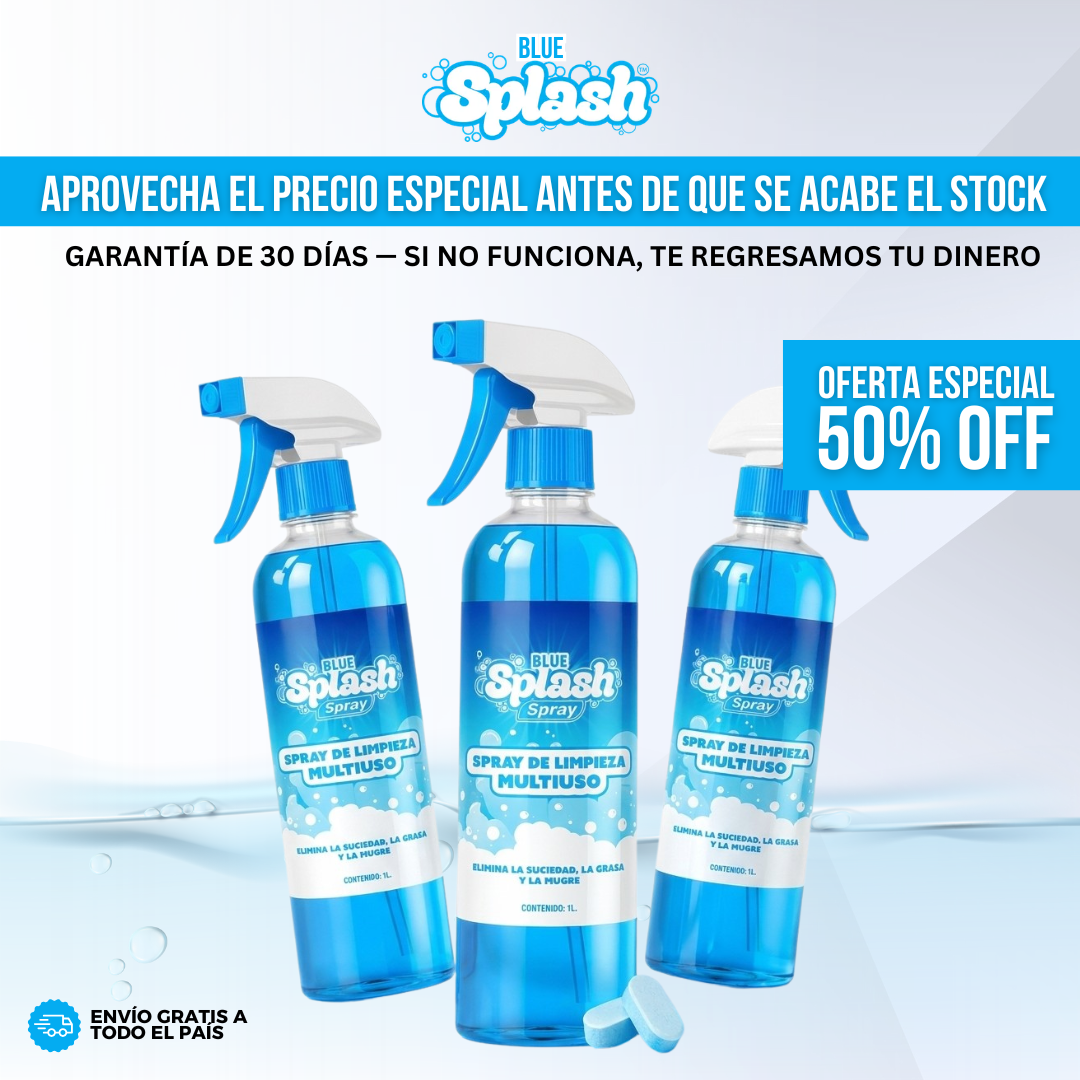 Blue Splash™ — Un Solo Spray para Toda la Casa. Sin Químicos, Sin Restregar