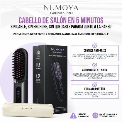 Numoya™ GoBrush PRO — Cepillo Alisador Portátil Inalámbrico