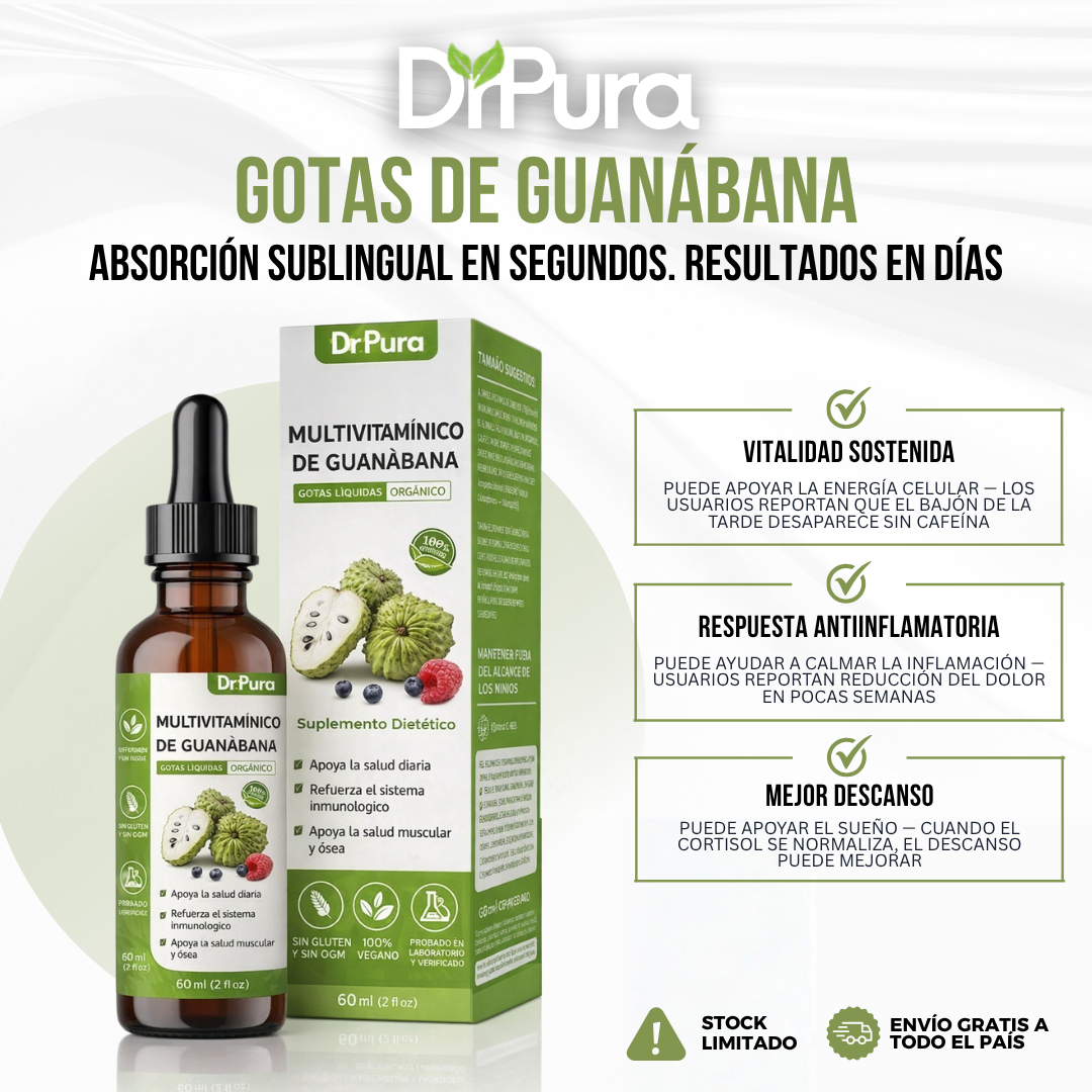 DrPura™ Gotas de Guanábana | Debilita Parásitos Intestinales Hasta Eliminarlos