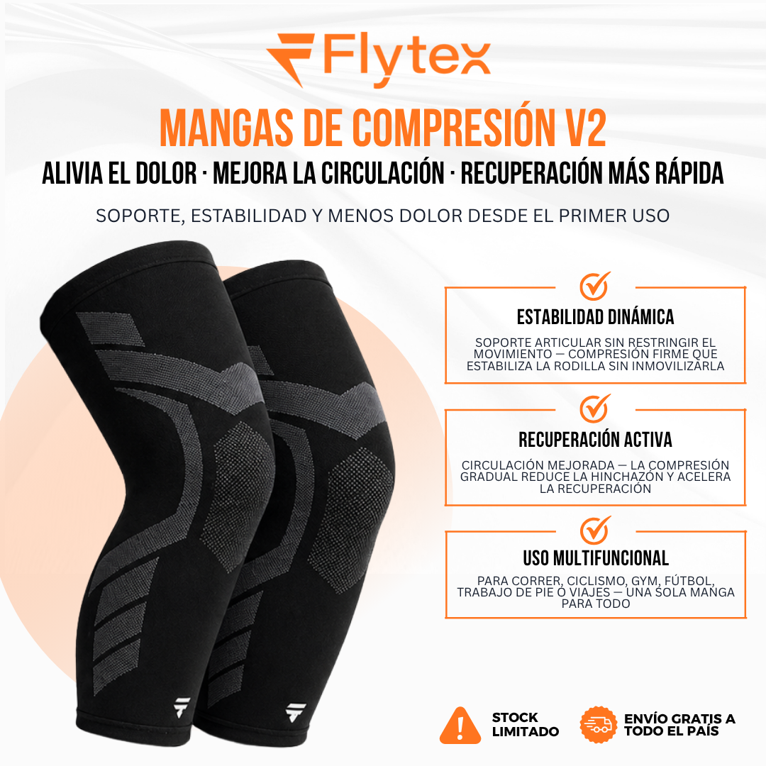 Flytex™ Mangas de Compresión V2 para Rodillas y Piernas — Soporte, Alivio y Recuperación.