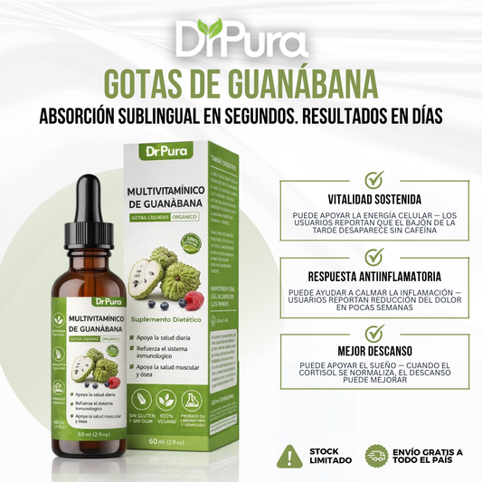 DrPura™ Gotas de Guanábana | Debilita Parásitos Intestinales Hasta Eliminarlos