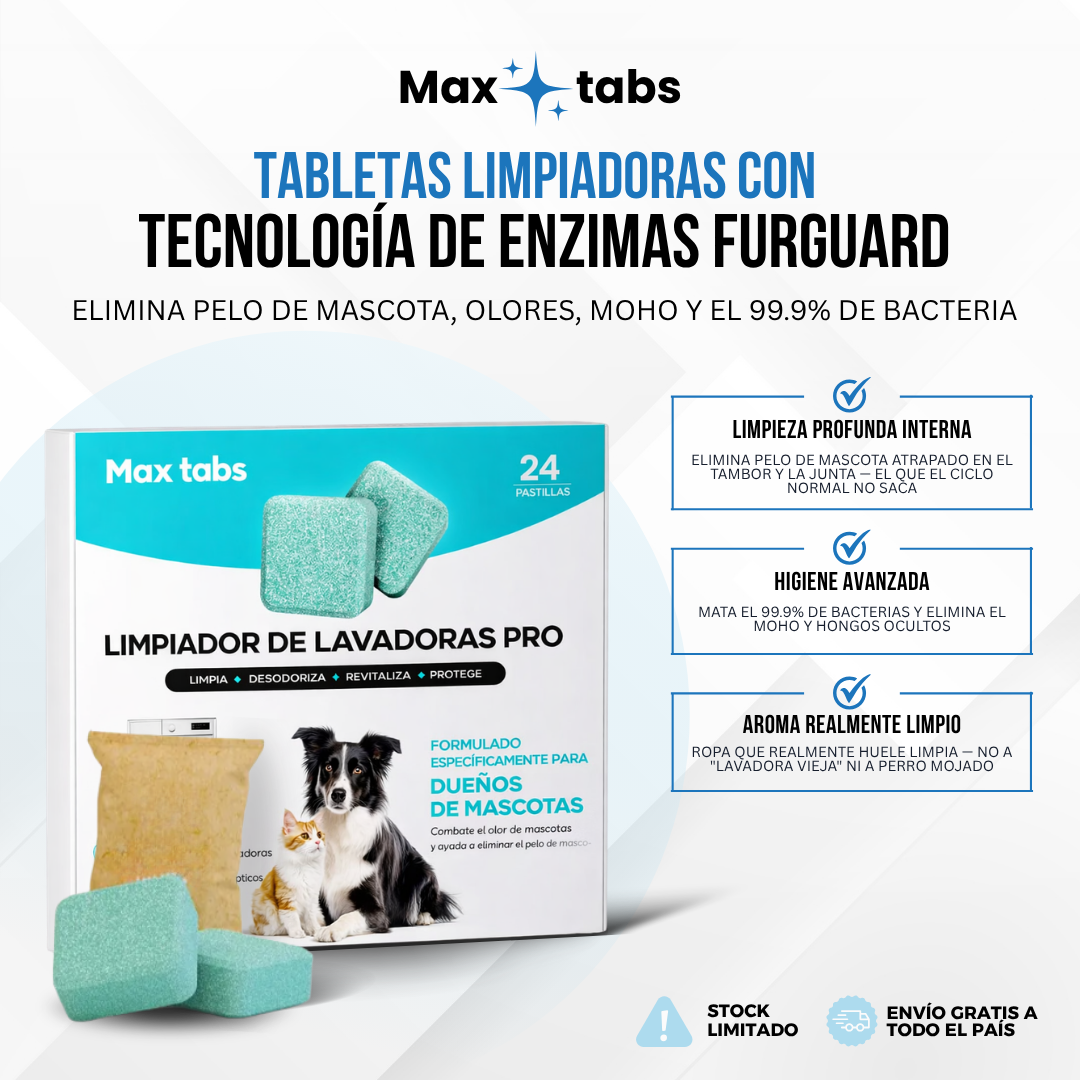 Max Tabs™ — Limpiador de tambores de Lavadora.