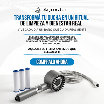 AquaJet™ Cabezal de Ducha con Filtro | Mejora el Brillo de tu Cabello y Cuida tu Piel