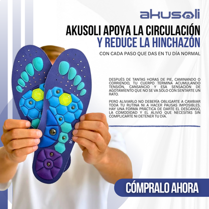 Akusoli™ Plantillas de Acupresión para Pies Hinchados | Reflexología Japonesa + Terapia Magnética.