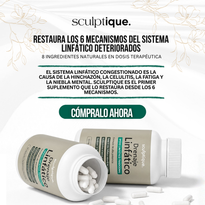 Sculptique™ Cápsulas de Drenaje Linfático | La Hinchazón, la Celulitis y la Fatiga No Son la Edad.