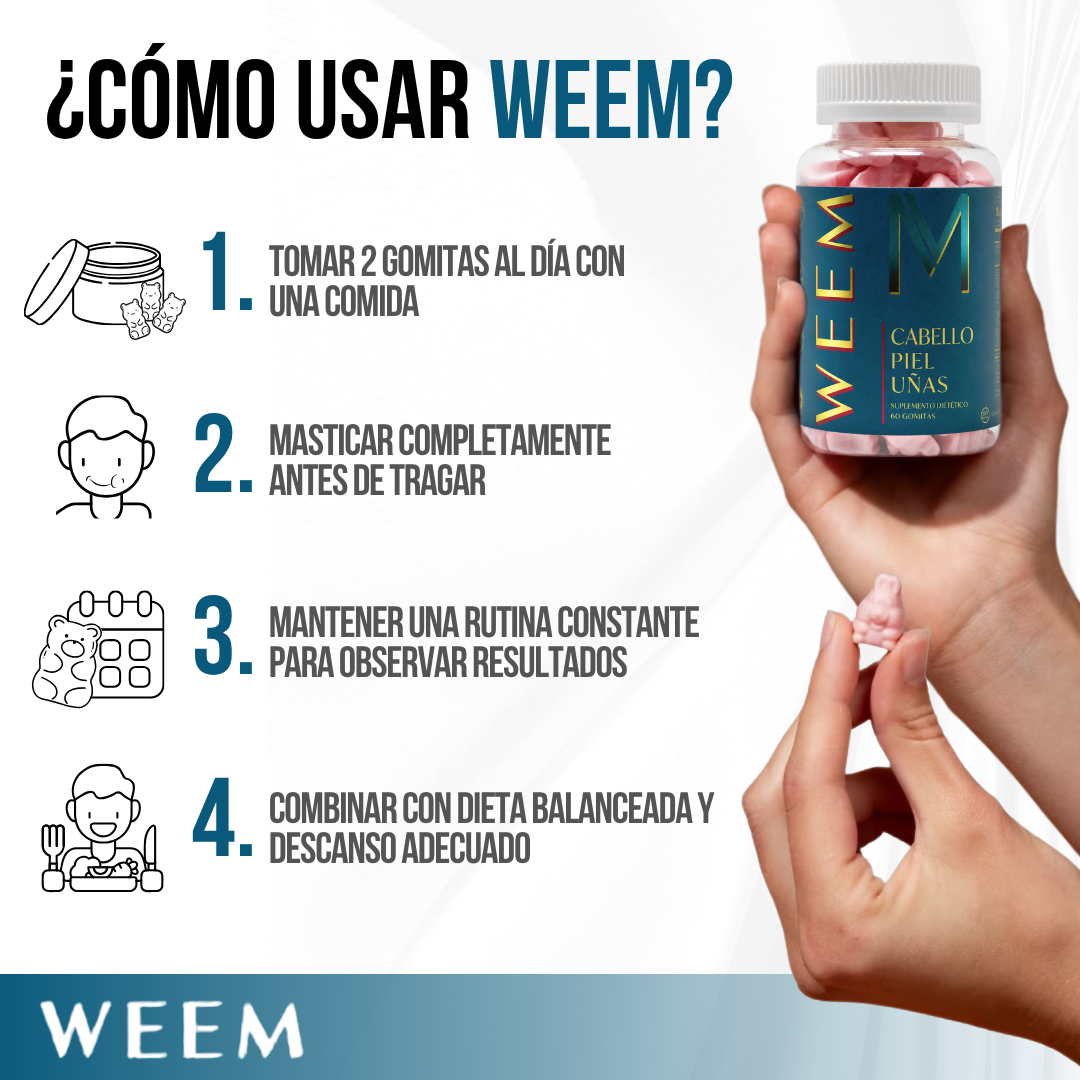 WEEM® Gomitas de Vitaminas para Cabello, Piel y Uñas