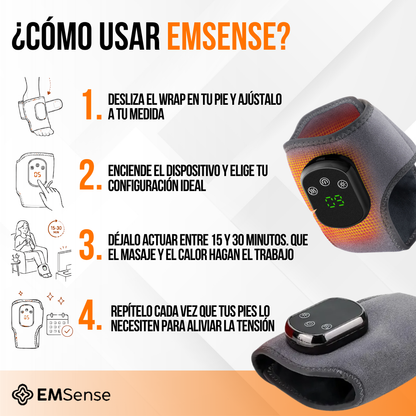 EMSense™ Masajeador de Pies Triple Terapia — EMS + Masaje + Calor.