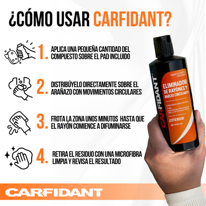 Carfidant™ Quitarrayones y Removedor de Swirls — El Rayón que Llevas Meses Mirando, Quitado en 20 Minutos.
