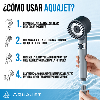 AquaJet™ Cabezal de Ducha con Filtro | Mejora el Brillo de tu Cabello y Cuida tu Piel