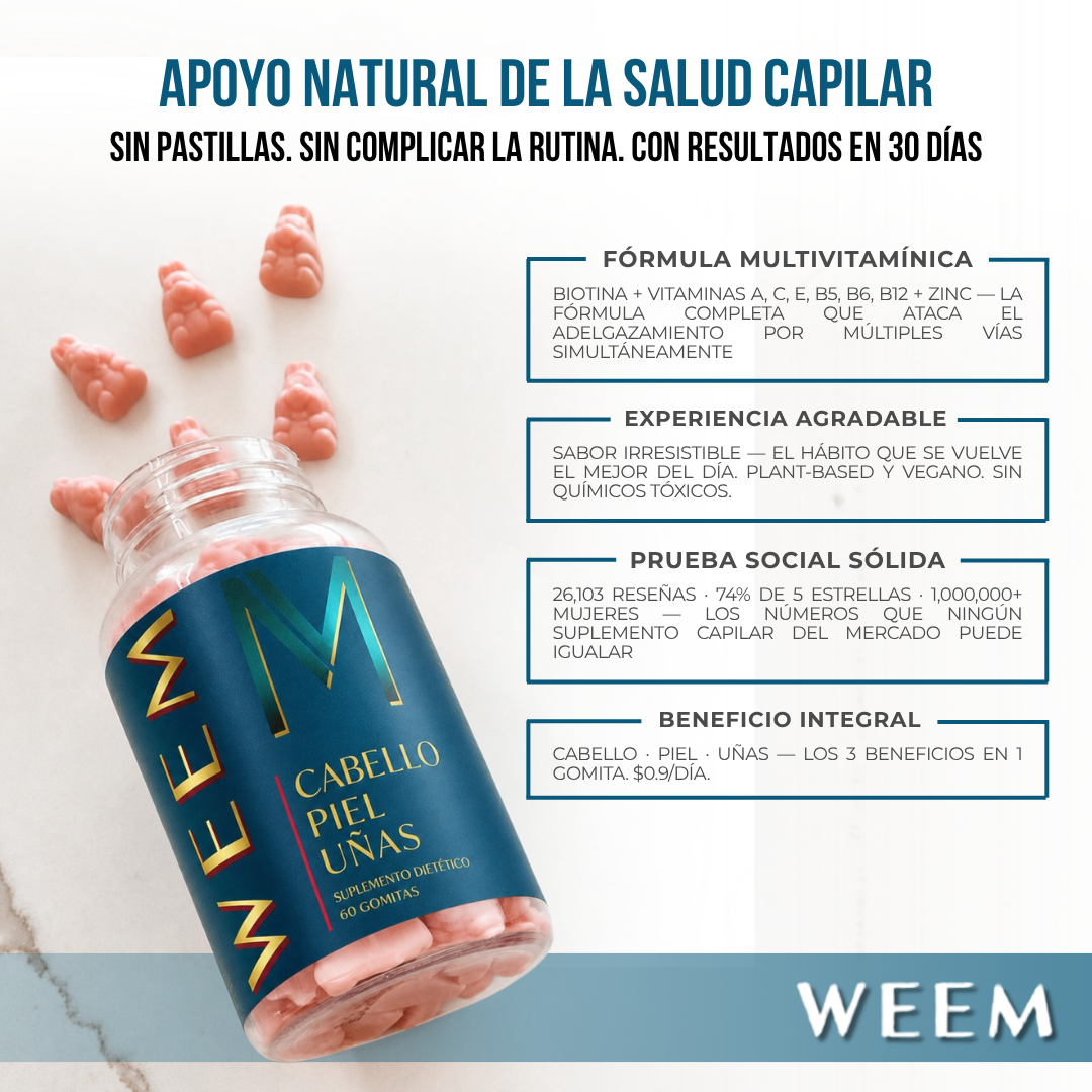 WEEM® Gomitas de Vitaminas para Cabello, Piel y Uñas