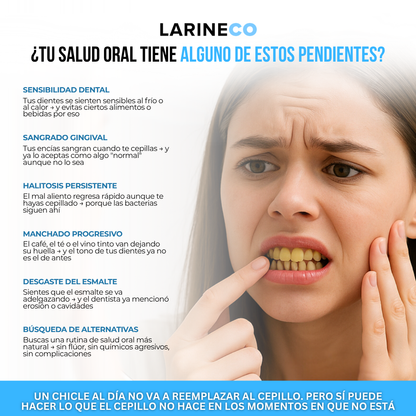 Larineco™ Chicle para Salud Dental | Refresca. Remineraliza, Fortalece y Protege con Cada Masticada.