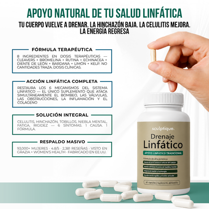 Sculptique™ Cápsulas de Drenaje Linfático | La Hinchazón, la Celulitis y la Fatiga No Son la Edad.