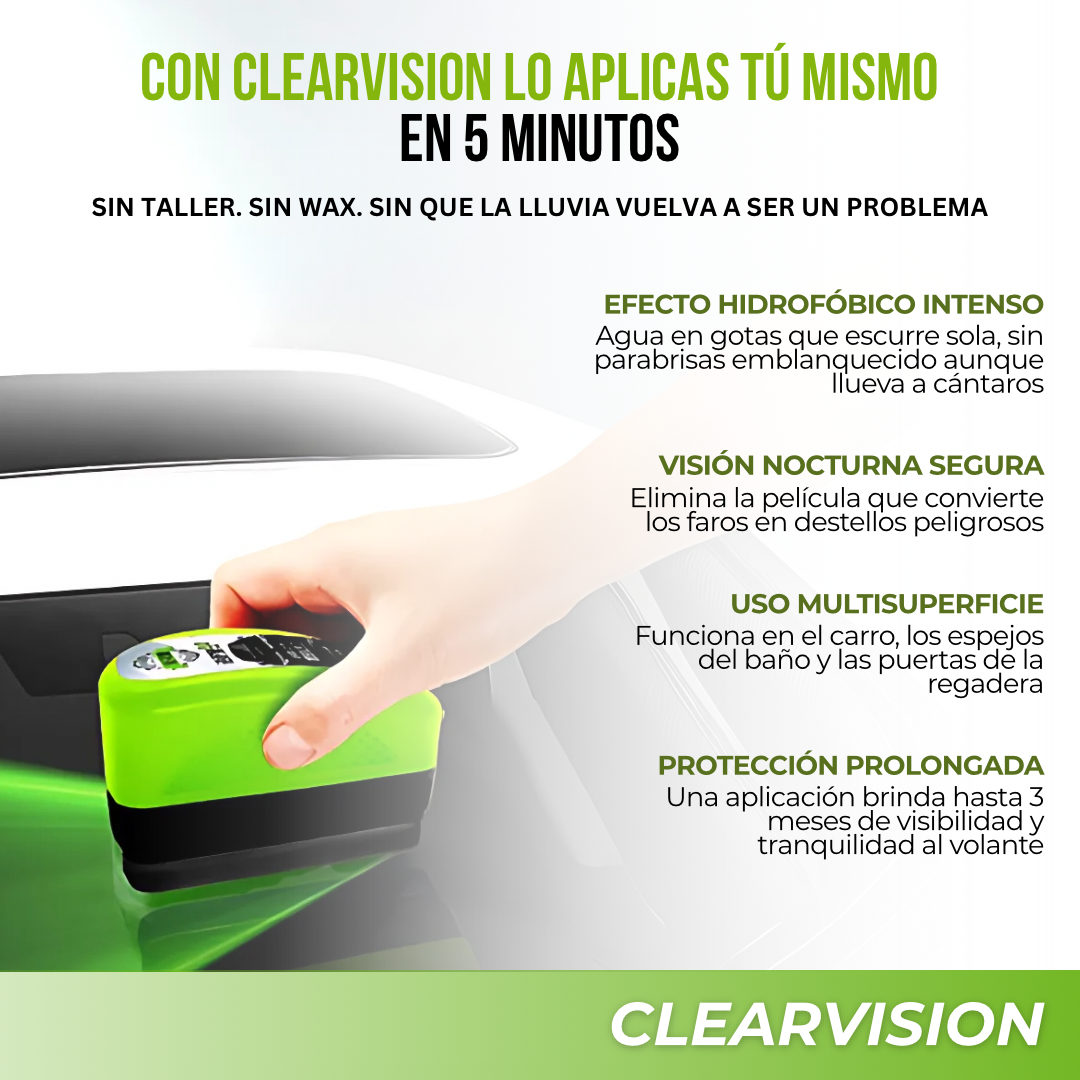 ClearVision™ — Limpiador Impermeable, El Agua Escurre Sola