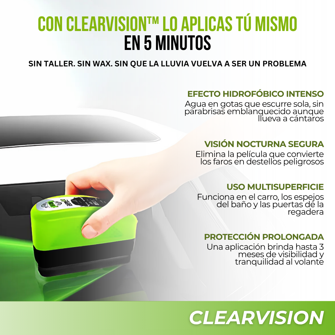 ClearVision™ — Limpiador Impermeable, El Agua Escurre Sola