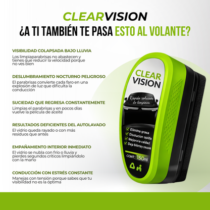 ClearVision™ — Limpiador Impermeable, El Agua Escurre Sola