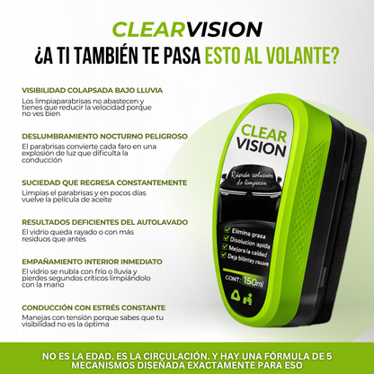 ClearVision™ — Limpiador Impermeable, El Agua Escurre Sola