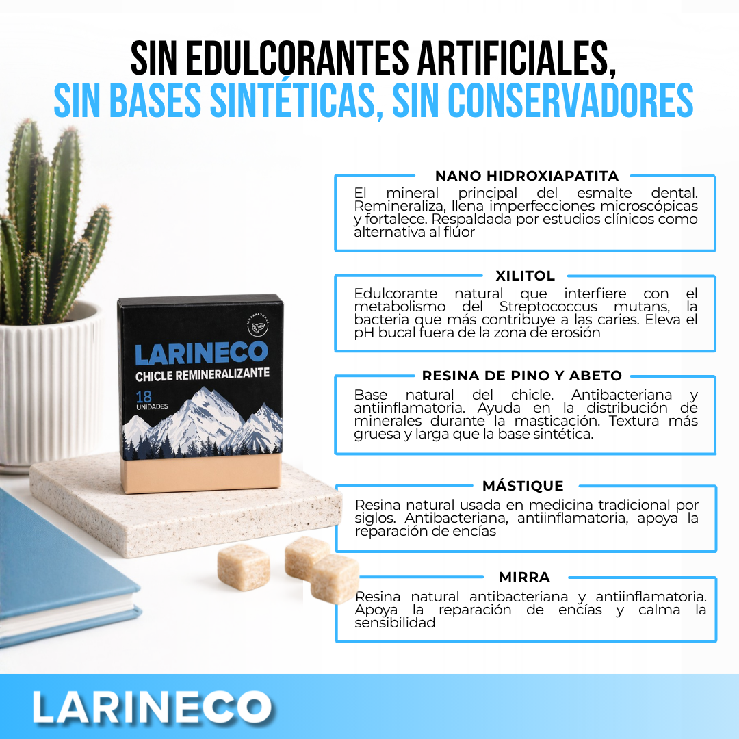Larineco™ Chicle para Salud Dental | Refresca. Remineraliza, Fortalece y Protege con Cada Masticada.