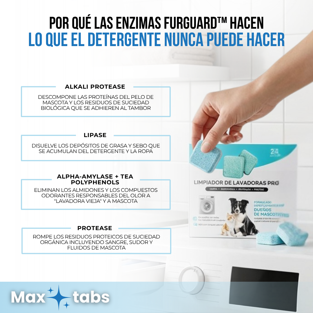 Max Tabs™ — Limpiador de tambores de Lavadora.