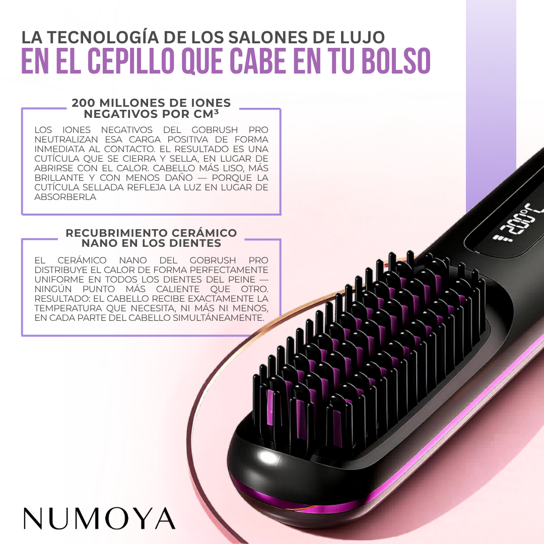 Numoya™ GoBrush PRO — Cepillo Alisador Portátil Inalámbrico